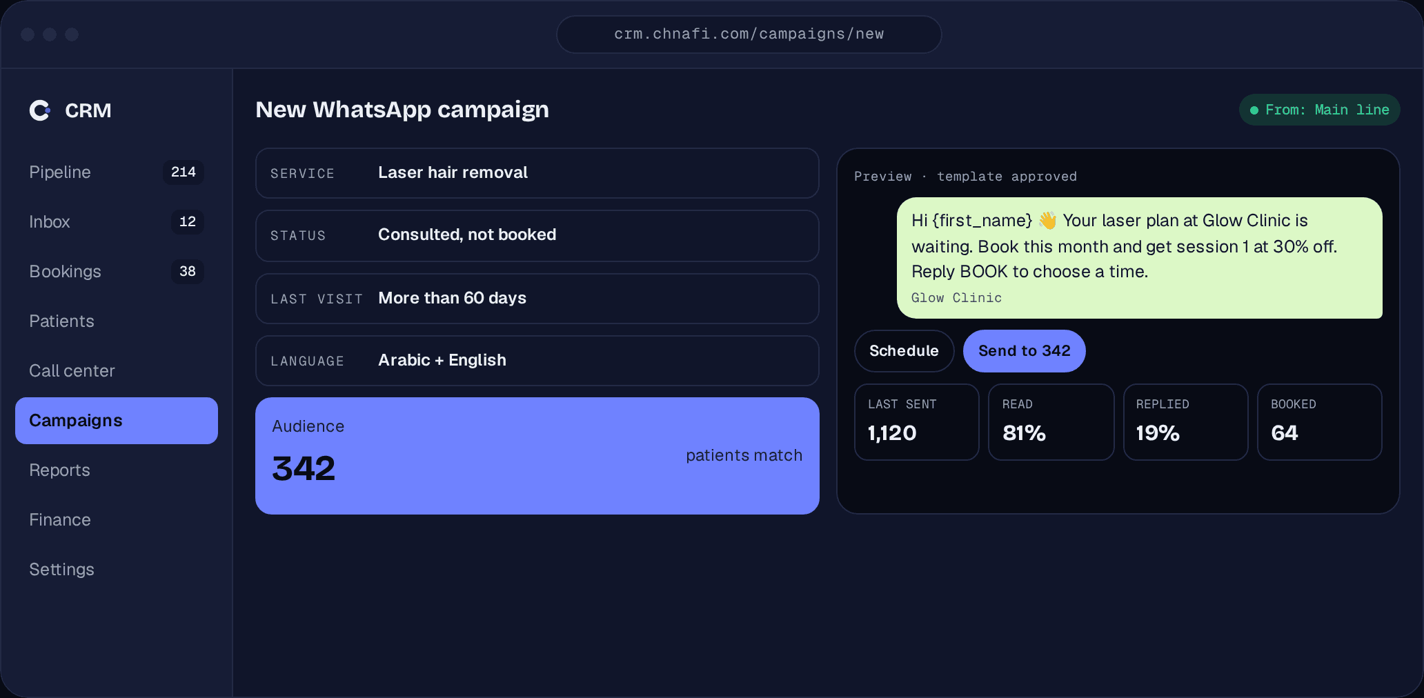Chnafi CRM — WhatsApp-Kampagnen