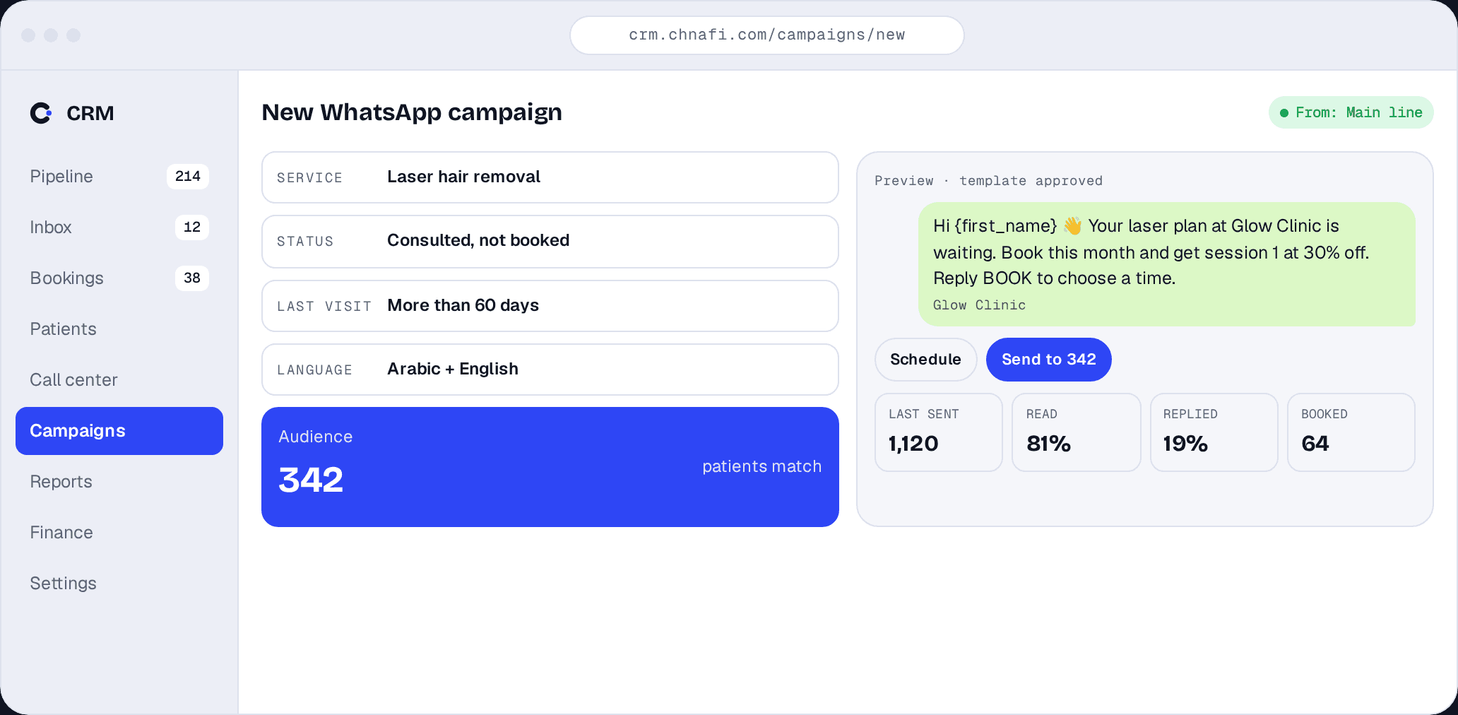 Chnafi CRM — WhatsApp-Kampagnen