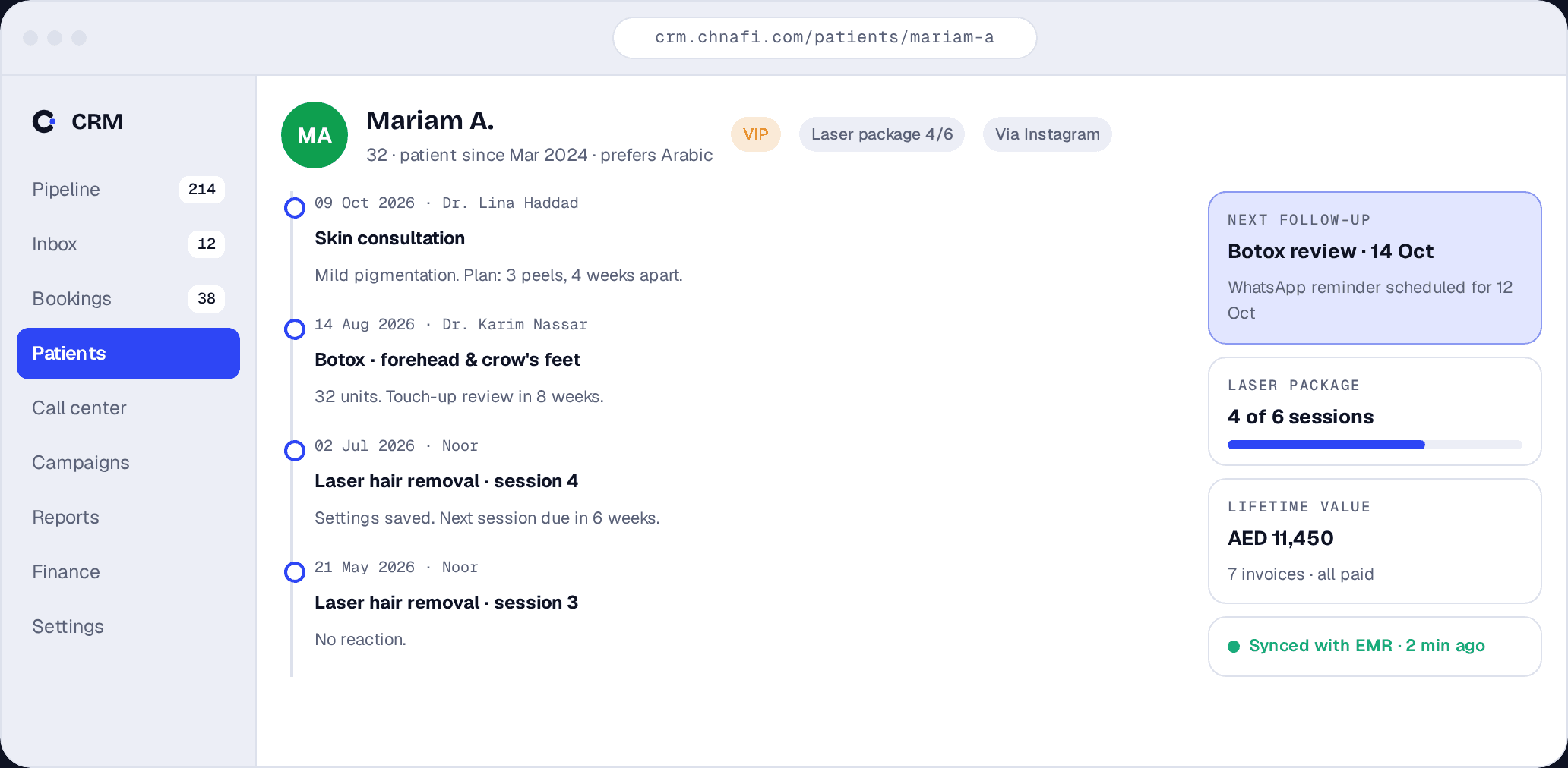 Chnafi CRM — Patienten & Patientenakte